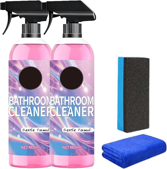 Bathroom Cleaner, Powerful Pink Bathroom Cleaner Spray, Bathrooms Descaler Foam Cleaners for Sink Tub Floor Tile， Gentle Formula (2Pcs)