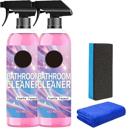 Bathroom Cleaner, Powerful Pink Bathroom Cleaner Spray, Bathrooms Descaler Foam Cleaners for Sink Tub Floor Tile， Gentle Formula (2Pcs)