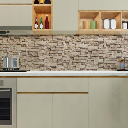 10PCS 3D Wall Panels Peel and Stick Foam, Self-Adhesive Decorative 3D Brick Wallpaper Wall Covering, Faux Stone Wall Panel Foam Brick for Living Room, Kitchen, Bathroom