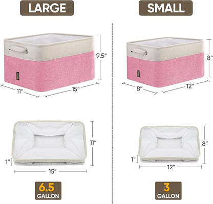 BALEINE 1 Pack Fabric Closet Storage Bins for Shelves, Linen Closet Organizers and Storage, Decorative Baskets for Organizing, Shelf, Clothes, Home, Office (Pink, 15''x11''x9.5'')