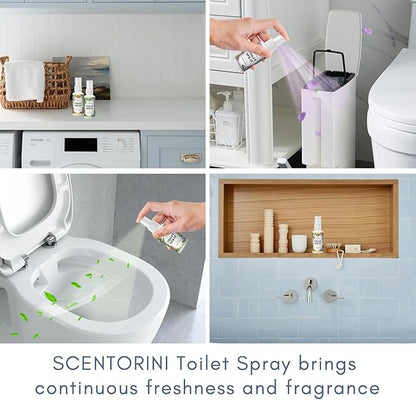 SCENTORINI Toilet Spray for Poo Odor Eliminator, Bathroom & Toilet Odor Elimination,Travel Size, 2 Lemon & 2 Lavender & 2 Mint, 1 oz Bottles, Air Freshener Spray for Poop, Home, Travel and Pockets