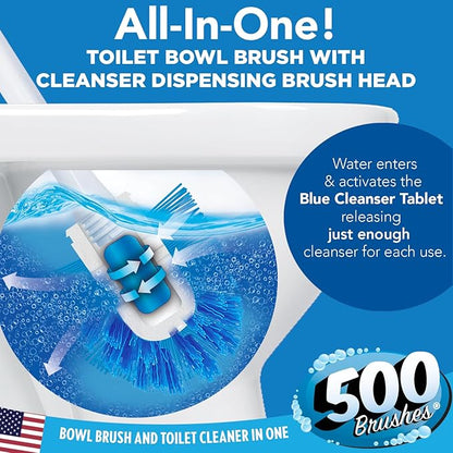 LOLA Self Dispensing Toilet Brush System, 2 Nylon Bristle Cleaning Wands w/ 20 Long-Lasting Concentrated Cleaner Tablets, 4 Refillable Heads 2 Caddies, No Liquid Cleaner Needed, Refillable & Reusable