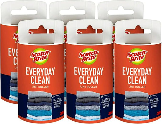 Scotch-Brite Everyday Clean Lint Roller Refills 6 Roller Refills 420 Sheets White