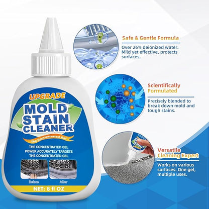 Mold Stain Cleaner Gel, 8 Fl Oz Household Washing Machine Cleaner for Front Loader Seal, Heavy Duty Stain Cleaner for Refrigerator Strips, Home Kitchen Sinks Tiles Grout Sealant, Bathroom Cleaning