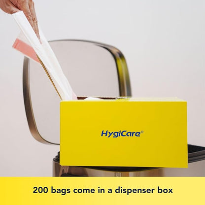 HygiCare 13 Gallon Tall Kitchen Trash Bags, Lemon Scented 200 Count Drawstring Garbage Bags, Pre-Separated, Odor Control, Ultra Strong, Leakproof, Sturdy, White