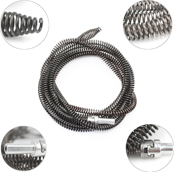 Amonk Drill Snake for Plumbing 9.84Ft Drain Clog Remover Drain Auger Cable with Drill Connector 10mm Flexible Plumbing Drill Pipe Cleaner for Kitchen, Bathroom, Toilet and Shower Sink