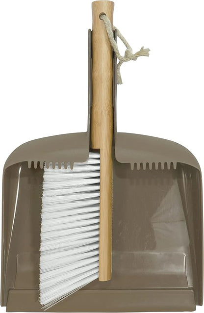 Harper Live.Love.Clean. Snap-Together Bamboo Counter Brush & Resin Dust Pan Set for Cleaning Dust, Pet Hair & Fine Dry Dirt