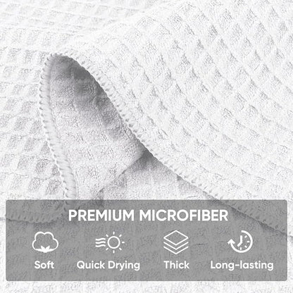 HOMEXCEL Waffle Weave Microfiber Towel, 10 Pack Lint Free Cleaning Rags, 12 x 12 Inches Barista Towels, Reusable Microfiber Cleaning Cloth for Household, Kitchen, Glass and Window, White