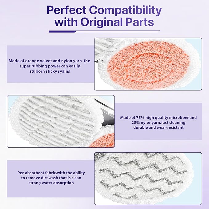 12 Pack S8001 S8201 S8000 S7001 Steam and Scrub Mop Pads for Shark S8001 S8201 S8000 S7001 S7201 S7005 S7000AMZ S7000 S7001TGT S7020 Steam & Scrub Steam Mop