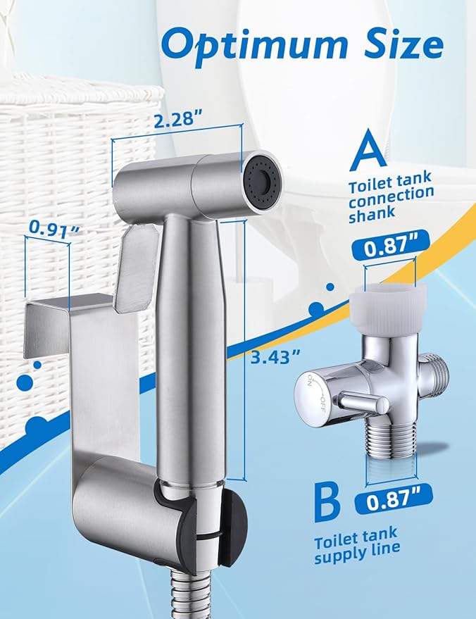 2 Packs BRITULIF Bidet Sprayer for Toilet, Hand Sprayer with Adjustable Jet Spray for Toilet Handheld Bidet Cloth Diaper Sprayer Set Muslim Shower Bidet Handheld-Easy to Install