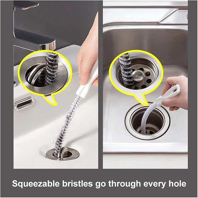 LeosHi Pipe Dredging Brush Bathroom Hair Sewer Sink Cleaning Brush Drain Cleaner Flexible Cleaner Clog Plug Hole Remover Tool (Size : 2PCS White)