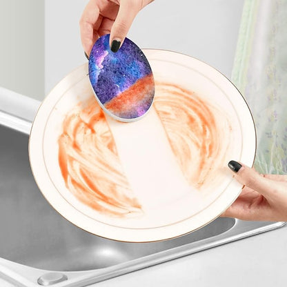 Galaxy Kitchen Scrub Sponges, Pop-up Kitchen Cleaning Sponges Reusable Dish Washing Sponges for Bathroom Household Cleaning 3 Pack - Non Scratch Scrubber
