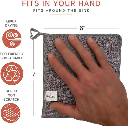Whiffkitch® Scrubby Cloth – 6-Pack, Dishcloths, Dishrags for Kitchen and Household Cleaning 6x7, 2-Sided, Non-Scratch, Bamboo-Rayon, Scrub Mesh, Quick Dry, Washable, Reusable