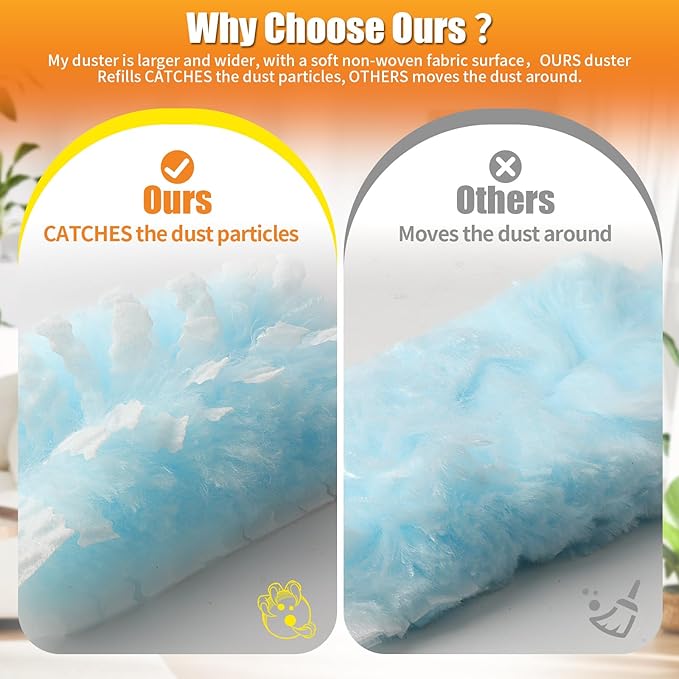 80 Count Duster Refills Compatible with Swiffer Duster, 180° Disposable Multi-Surface Microfiber Cleaning Dusters, Unscented