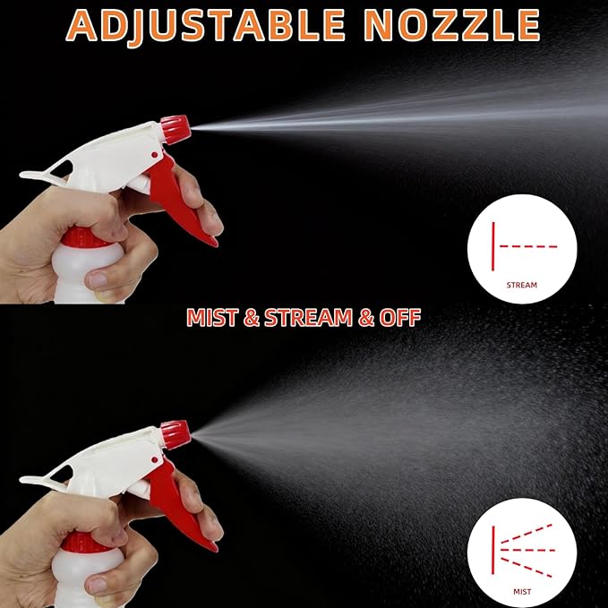 12 Pack 16oz Spray Bottles, Reusable Fine Mist Water Sprayer for Plants, Cleaning, High Output Ultrafine Misting Plastic Spray Bottles for Water, Salon, Garden, Kitchen and Bathroon
