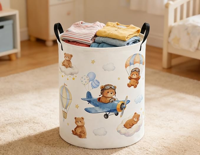 Kids Laundry Basket Bear Hamper for Nursery Animal Hamper Cute Kids Storage Bin Room Decor for Home(Bear)