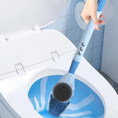 Silicone Toilet Brush with Holder, 16.7inch Cute Duck Toilet Brush with Refillable Liquid Handle, Three-Sided Brush Toilet Cleaning Brushes for Bathroom Deep Cleaning, Standard, Blue