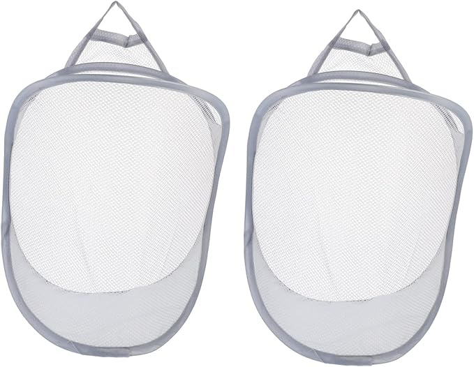 KOMBIUDA 2pcs Wall-mounted Storage Organizer Baskets for Clothes Lightweight and Breathable Hanging Laundry Hamper Collapsible Design for Space Saving Bedroom and Bathroom