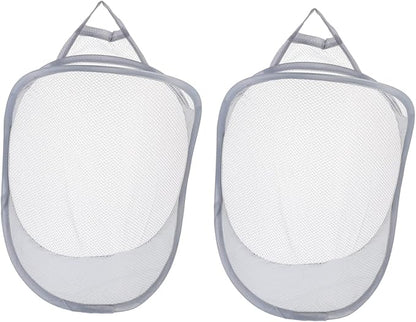 KOMBIUDA 2pcs Wall-mounted Storage Organizer Baskets for Clothes Lightweight and Breathable Hanging Laundry Hamper Collapsible Design for Space Saving Bedroom and Bathroom