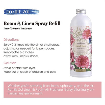 ROMIIE ZOI Rose Room Spray Refill - 500ml / 16.8 Fl Oz - Classic Romantic Floral Scent for a Serene Bedroom - Concentrated Air Freshener