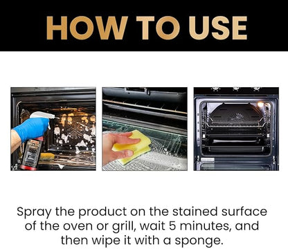 Powerful Oven & Grill Cleaner Spray,Household Outdoor Oven And Grill Cleaner Heavy Duty,Grease/Carbon/Odor Remover,No Harsh Scrubbing,Multi-Surface Safe (3)