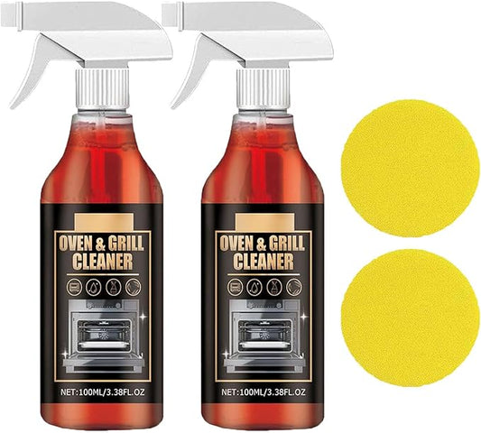 Oven & Grill Cleaner Spray - Oven and Grill Cleaner Heavy Duty Spray, Kitchen Heavy Duty Oil Stain Remover, Grill and Smoker Cleaner and Degreaser, Multi-purpose Stubborn Stains Cleaner (2)