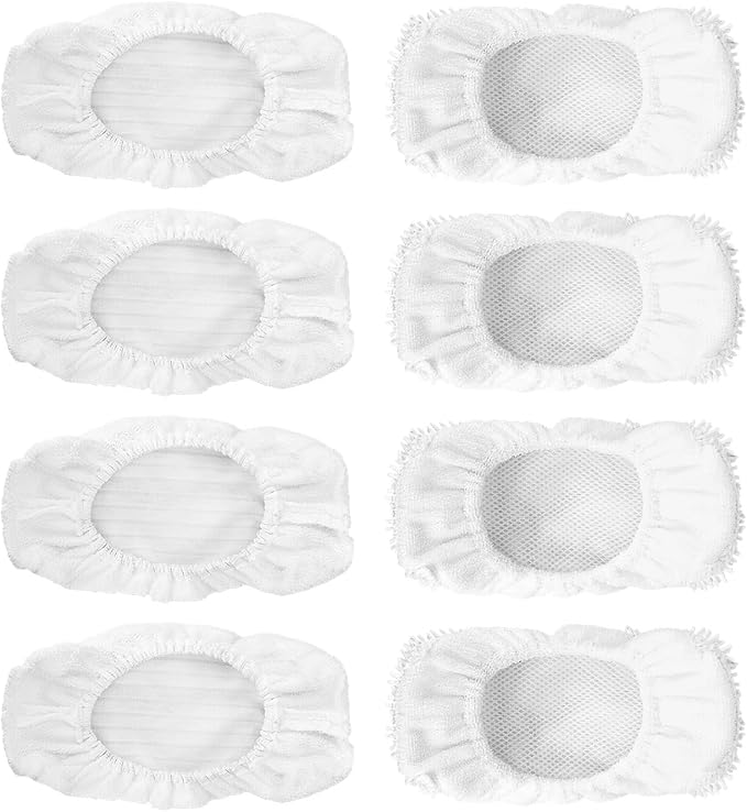Microfiber Steam Mop Pads Replacement Compatible with Oreck Steam Mop STEAM100 / STEAM100LRH, Washable Reusable Steam Mop Covers Bonnets for Hardwood Floor Cleaning (8 Pack)