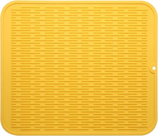 MicoYang Silicone Dish Drying Mat for Multiple Usage,Easy clean,Eco-friendly,Heat-resistant Silicone Mat for Kitchen Counter or Sink,Refrigerator or Drawer Liner Yellow 2XL 24 inches x 18 inches