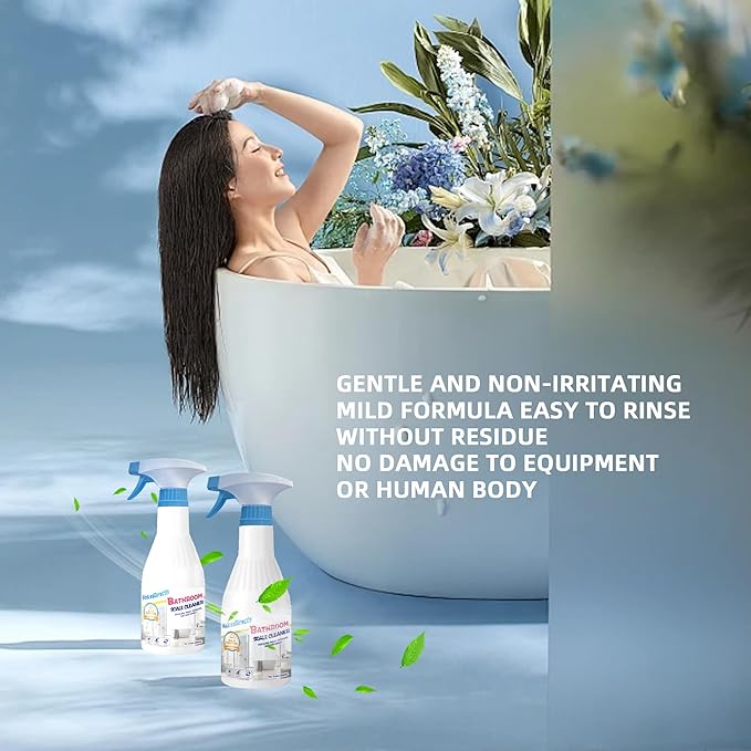 Foaming Shower Tub and Tile Cleaner, Bathroom Foam Cleaner with Floral Scent, Bathroom Cleaner Spray for Cleaning Glasses and Sinks, Grout Cleaner, Deep Cleaning Removes Old Stains From Grout, 1pcs