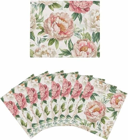 8 Pack Vintage Flower Kitchen Dish Cloths, Watercolor Pink White Flowers Leaves Dishcloths for Kitchen, Reusable Paper Towels, Super Absorbent Quick Drying Washcloths Cleaning Wipes, 8x7 inch