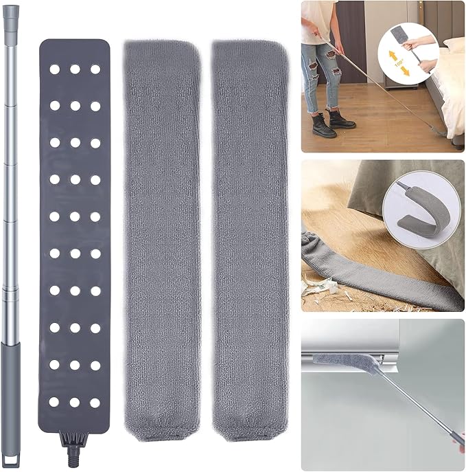 2PCS Retractable Gap Dust Cleaner, Microfiber Hand Duster, Under Fridge & Appliance Duster, Telescopic Dust Brush for Wet and Dry, Cleaning Tools for Home Bedroom Kitchen (2PCS)