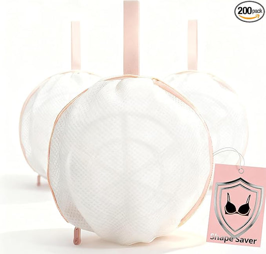 3Pcs Bra Wash Bag with Plastic Frame Support, Protective Lingerie Laundry Bags for Washer & Dryer, Anti-Tangle & Anti-Deformation Mesh Bag