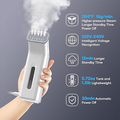 Mini Travel Steamer for Clothes,110-240V Portable Dual Voltage Steamer & Iron 2 In 1,Integrated 170ml Tank 25s Fast Heat,1.2lbs Travel Size Fabric Iron,Handheld Steaming Wrinkles Remover For Garments