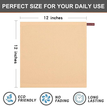 Kitinjoy 100% Cotton Kitchen Dish Cloths (12 X 12 Inches, Apricot), 6 Pack Waffle Weave Ultra Soft Absorbent Dish Towels for Drying Dishes Quick Drying Kitchen Towels Dish Rags