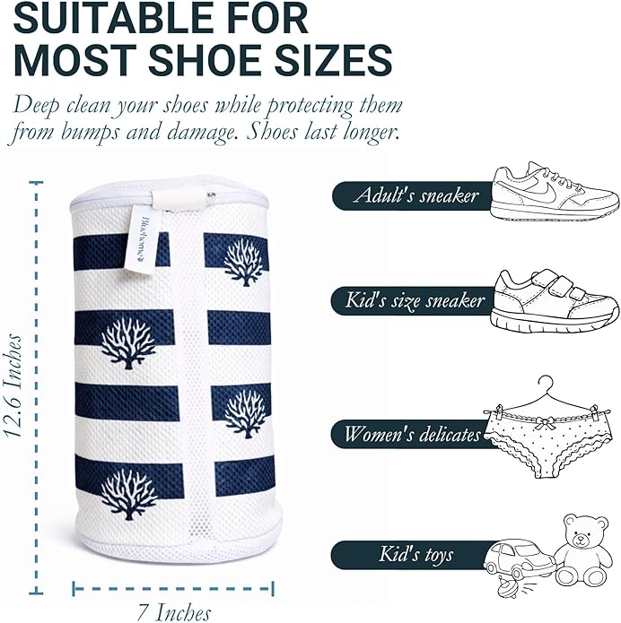 Bluehome Shoe Washing Machine Bags (2-Pack) – Protective Mesh Laundry Bags for Shoes, Includes Sneaker Brush