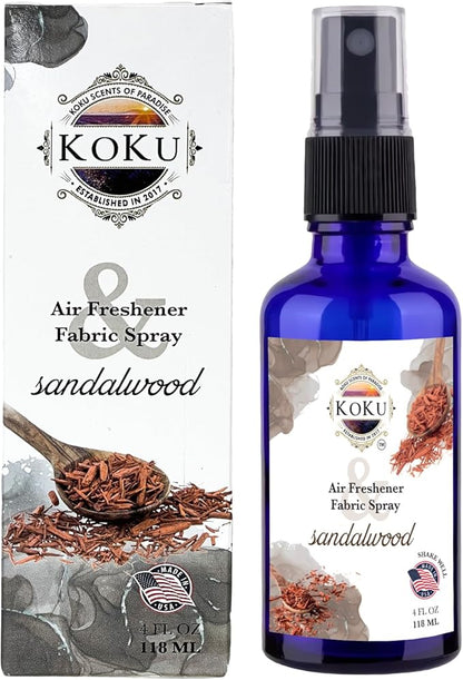 Sandalwood Air Freshener - Room Spray - Odor Eliminator - Deodorizer - Car Air Freshener - Home Spray - Linen Spray - Fabric Refresher - Non-Toxic - Alcohol Free - 4 Oz