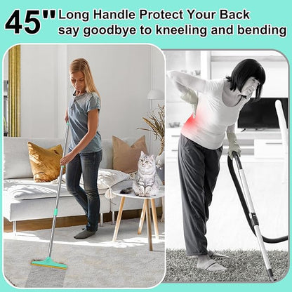 Carpet Rake for Pet Hair Removal - 45" Adjustable Long Handle Carpet Rake, Reusable Pet Hair Removal Tool Kit, Cat Dog Fur Rakes Scraper Carpet Broom for Carpets