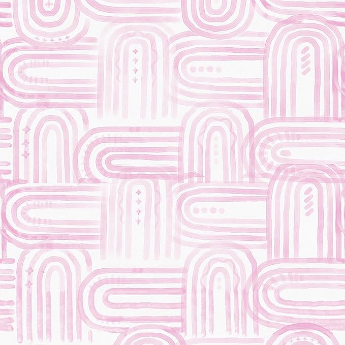 Modern Peel and Stick Wallpaper Light Pink Wallpaper 17.3" x 480" Boho Abstract Geometric Contact Paper Waterproof Wall Paper for Bedroom Cabinets Furniture Vinyl