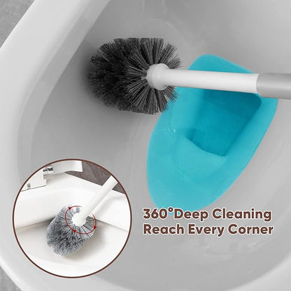 Eyliden Toilet Plunger and Brush, 2 in 1 Toilet Bowl Brush Plunger Set with Holder, Bathroom Cleaning Tools Combo with Caddy Stand, Nylon Bristles, Shatter-Resistant Plastic, White