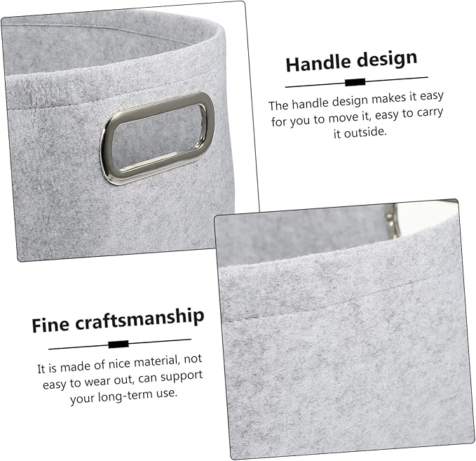Hemobllo Felt Storage Basket Large Capacity Multi Purpose Organizer for Clothes and Sundries Lightweight Laundry Hamper for Home Bathroom Bedroom Light Gray