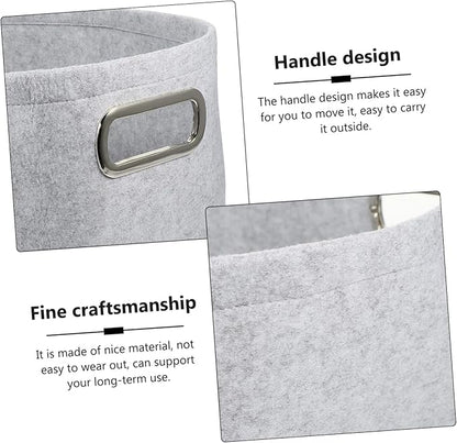 Hemobllo Felt Storage Basket Large Capacity Multi Purpose Organizer for Clothes and Sundries Lightweight Laundry Hamper for Home Bathroom Bedroom Light Gray