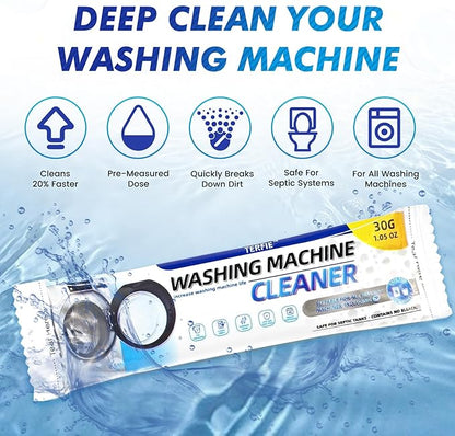 Washing Machine Cleaner Pre-Portioned Powder Tablets for Top Load & Front Load Washers, Odor-Removing, Detergent-Buildup Dissolving, Easy-Dissolve Maintenance Cleaner-12 Pack