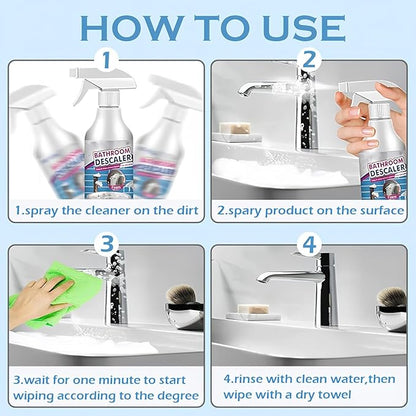 New Upgrade Bathroom Descaler Spray, Multipurpose Bathroom Foam Cleaner Stubborn Stains Cleaner, Bathrooms Descaler Cleaner Spray for Bath-room Toilet Bath Shower Glass Sink Clean (3pcs)