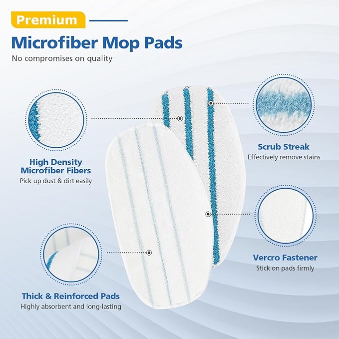 LINNIW 6 Pack Replacement Steam Mop Pads Compatible for PurSteam ThermaPro 10-in-1