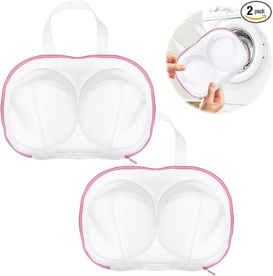2 Pack Large Bra Washing Bags for Laundry, BraBag for Washing Machine, Bra WashingProtector with Premium Zipper, Mesh Lingerie Bags for Delicates Underwear Brassiere Integrated