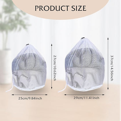 Gjinxi Mesh Laundry Bags, Laundry Bag for Delicates with Drawstring Closure Mesh Wash Bags for Lingerie Delicates Bra Underwear Pants Shoes Socks(2Pcs, M+S)
