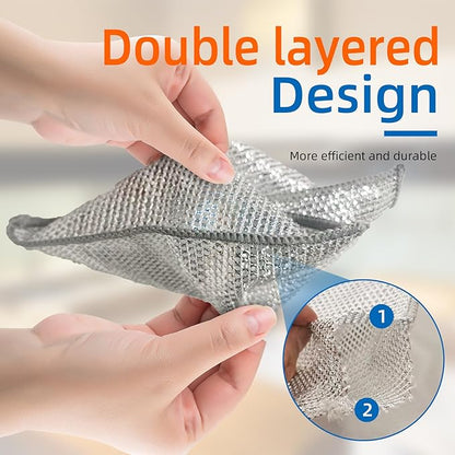 Large Size Non Scratch Steel Wire Dishwashing Rags and Steel Scrubber,Substitute for Steel Wool Scrubbers,Kitchen Cleaning Cloths, Multifunctional Wire Dishcloth for Pots,Pans,Dishs,Flatwarel