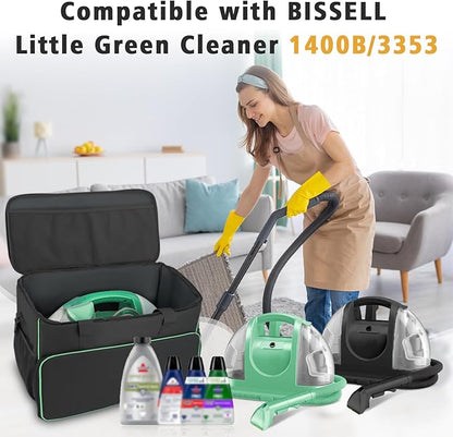 Carry Bag for Bissell Little Green Machine 1400B, Large Storage Bag Carrying Case for Bissell Carpet Cleaner, Car Vacuum Attachments Cleaning Tools Organizer, Cleaner Solution Pocke, Black(Bag Only)