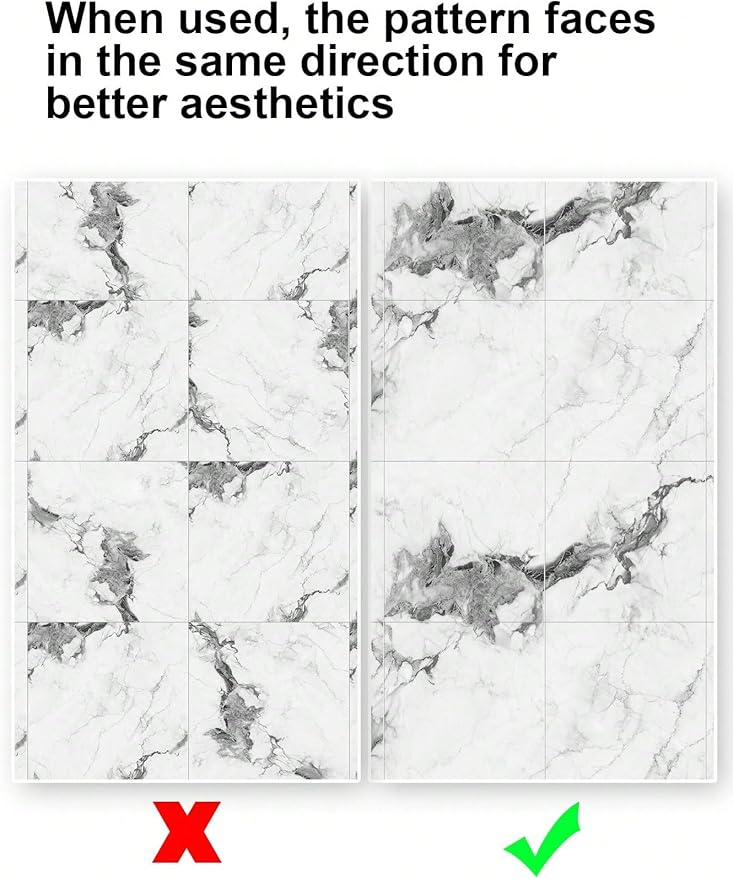 Chejiaye 10pcs Marble Peel and Stick Backsplash Waterproof Washroom Wall Panels, Peel and Stick Tile, PVC Foam Wall Panels for Kitchen,Bathroom,Living Room,White Grey(Not Real Tile,11.8" x 11.8")