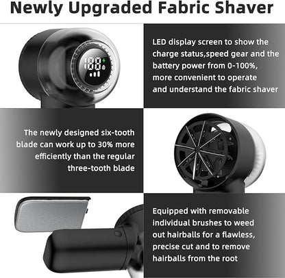 Fabric Shaver Electric Lint Remover Rechargeable Sweater Shaver Dual Protection Removable Bin Easy Remove Fuzz Lint Pills Bobbles ETRR001